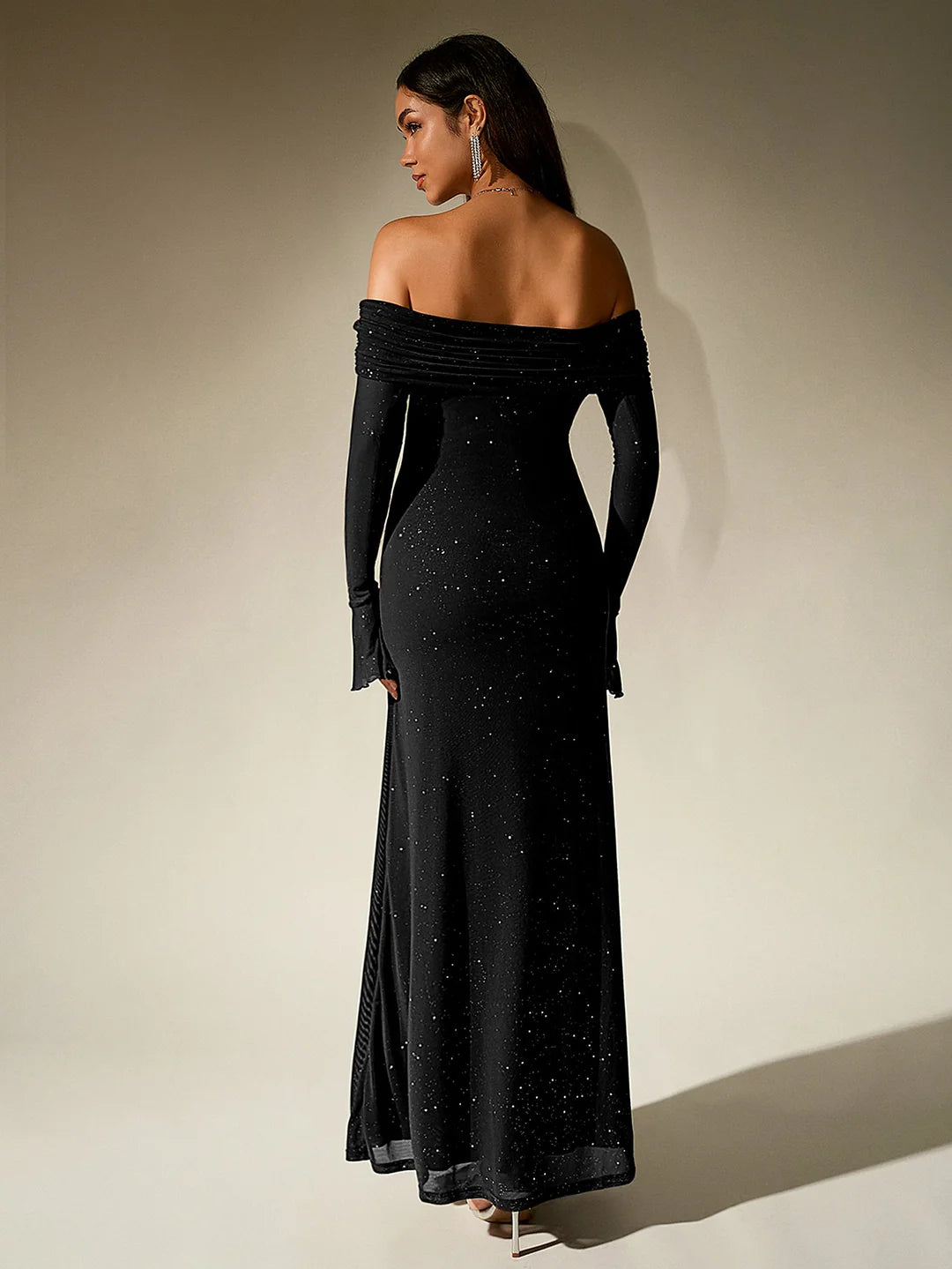 Charlotte Sequin Off-Shoulder Maxi Dress