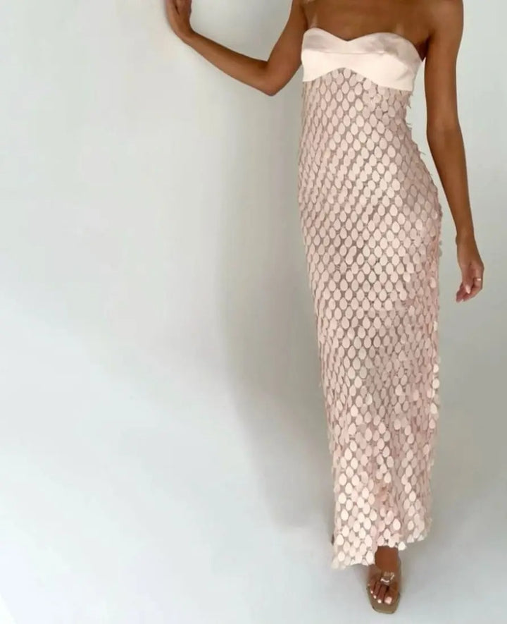 Kiera Sequin Strapless Maxi Dress