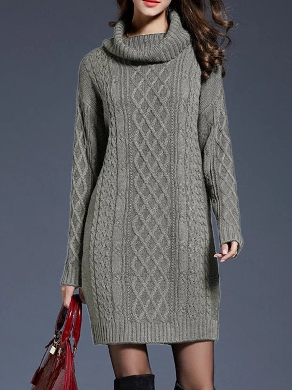 Presley Cable Knit Turtleneck Sweater Mini Dress