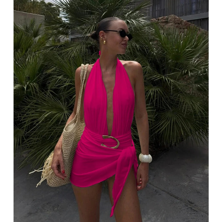Monroe Halter Wrap Mini Dress