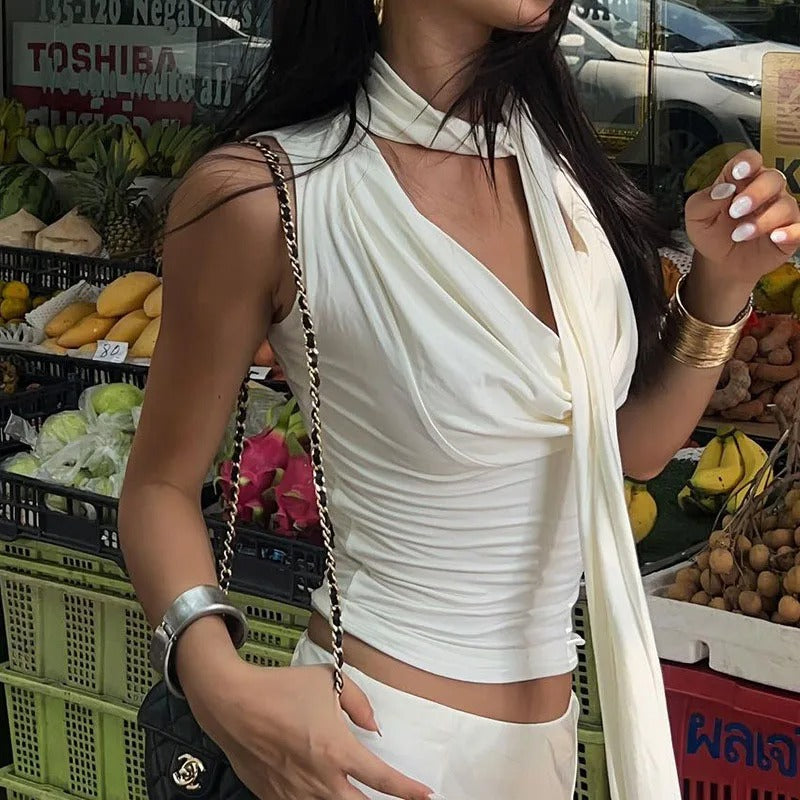 Maren Draped Halter Crop Top