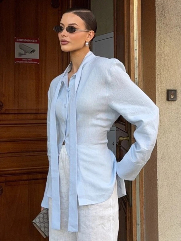 Fioralba Tie Neck Office Blouse