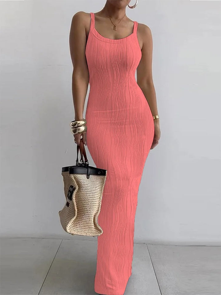 Paisley Sleeveless Ribbed Bodycon Sweater Maxi Dress