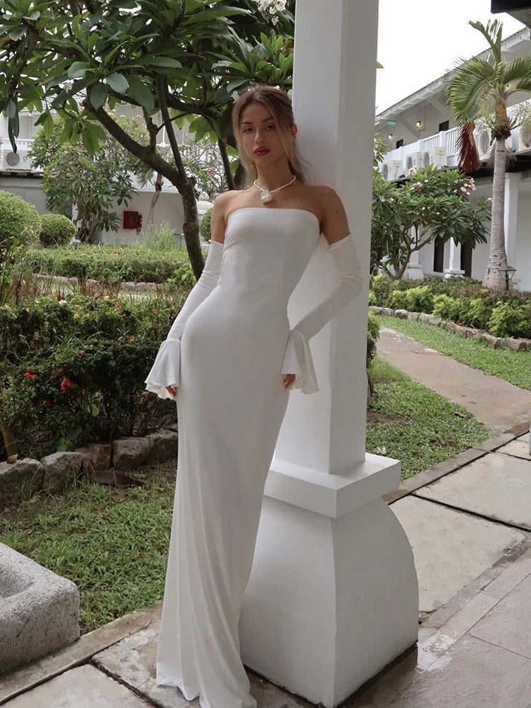 Isolde Bardot Black Tie Wedding Guest Maxi Dress