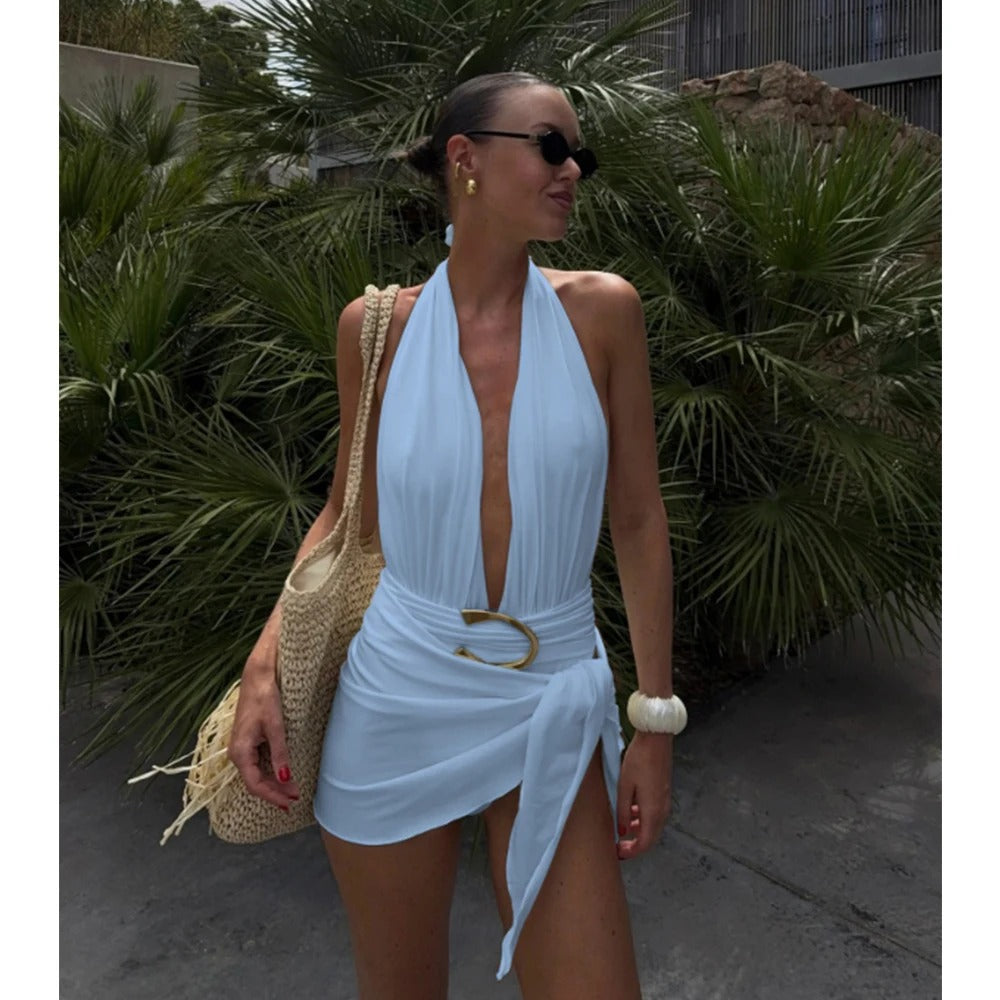 Monroe Halter Wrap Mini Dress