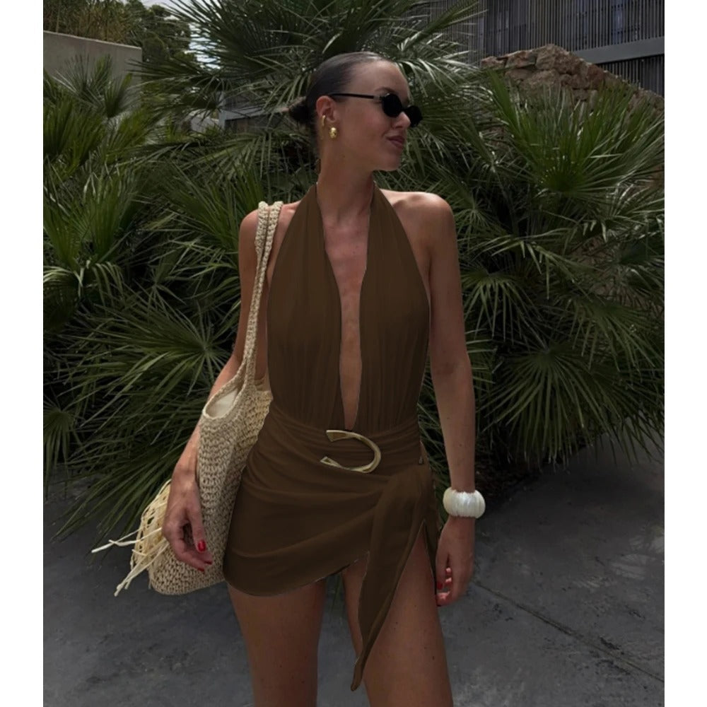 Monroe Halter Wrap Mini Dress