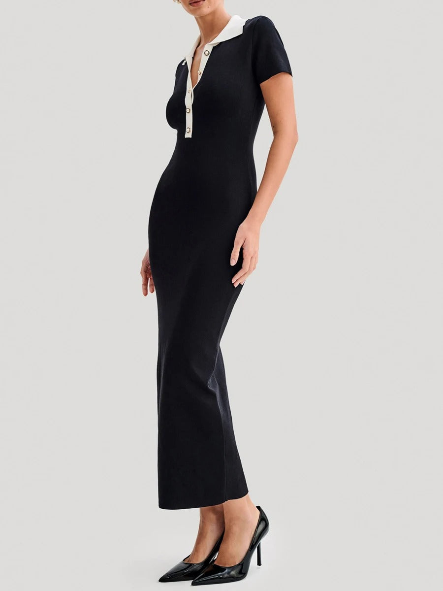short sleeve fitted maxi dress Francesca - Short Sleeve Maxi Dress