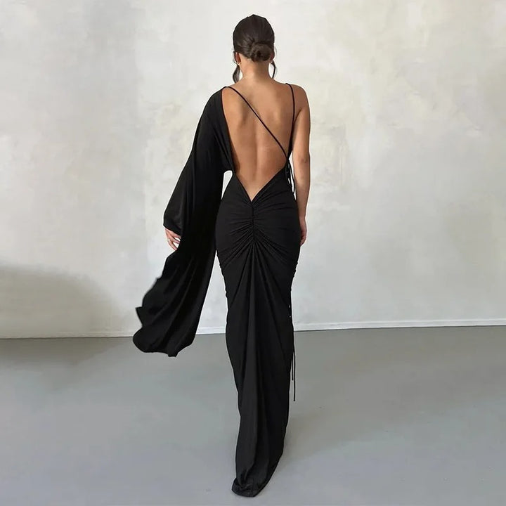 Raelle Open Back Black Tie Wedding Guest Maxi Dress