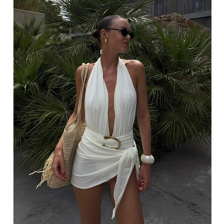 Monroe Halter Wrap Mini Dress