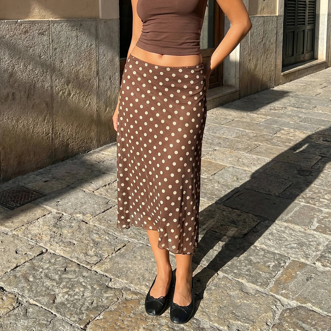 Moravelle Polka Dot Summer Midi Skirt