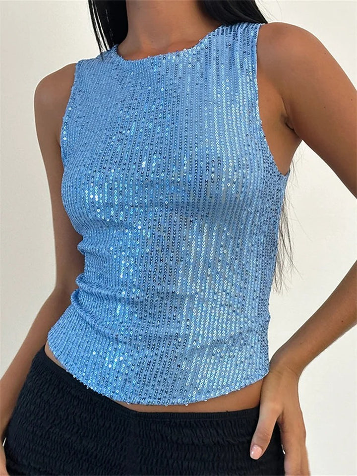 Zarela Sequin Party Sleeveless Summer Top