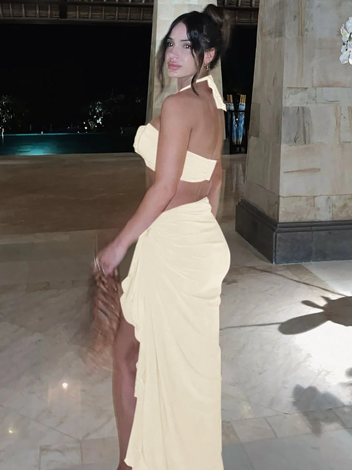 Rosalina Ruched Summer Co Ord Maxi Set