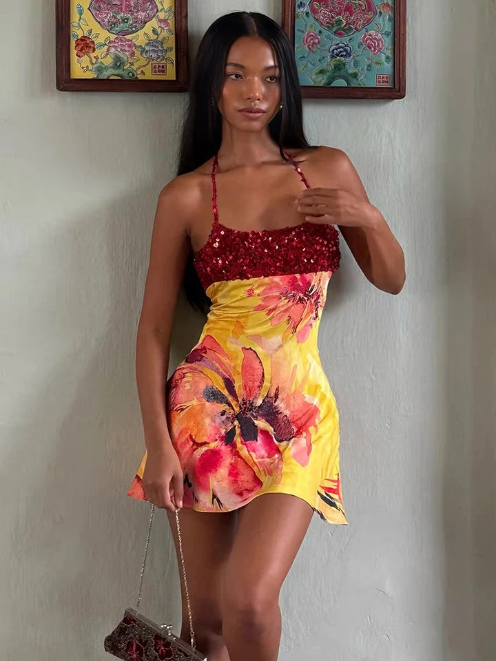 Rominelle Floral Cocktail Mini Dress