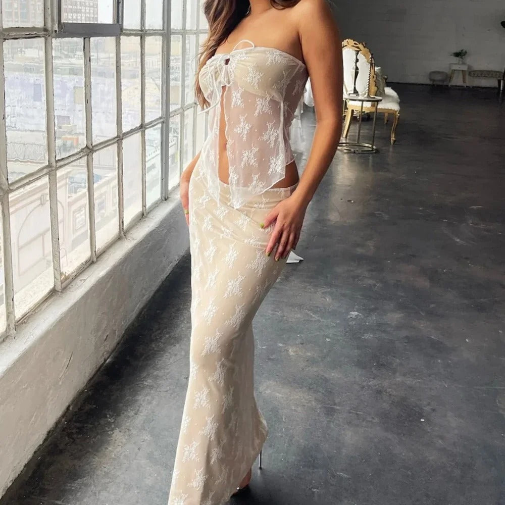 Evangeline Lace Maxi Skirt Set