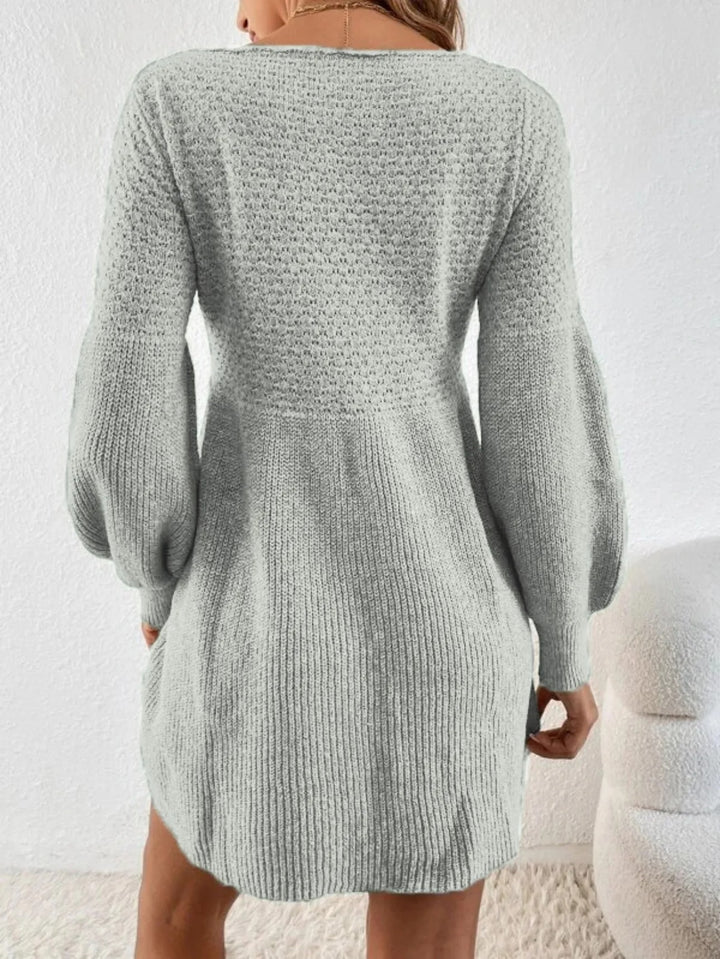Tatum Balloon Sleeve Fit and Flare Sweater Mini Dress
