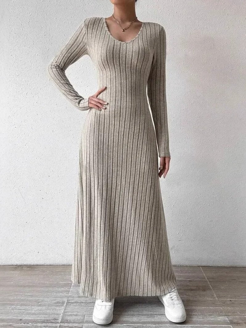 Kendall Ribbed Scoop Neck Sweater Maxi Dress