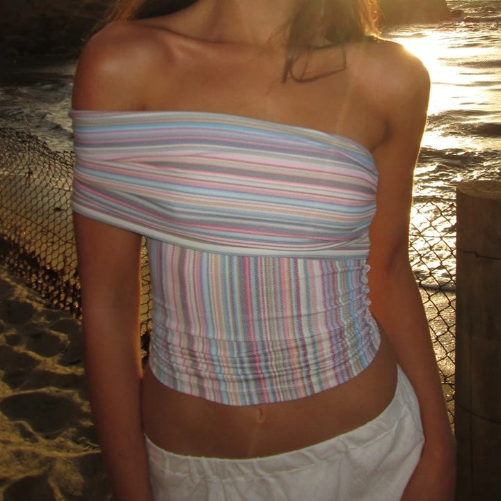 Orielle Striped Bandeau Tube Summer Top