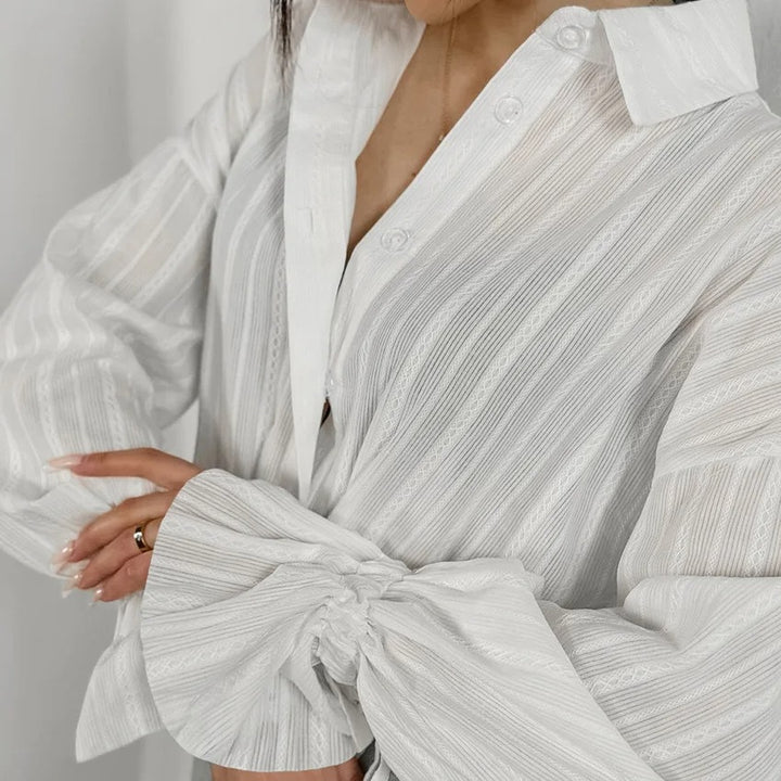 Isalina Stripe Balloon Sleeve Shirt