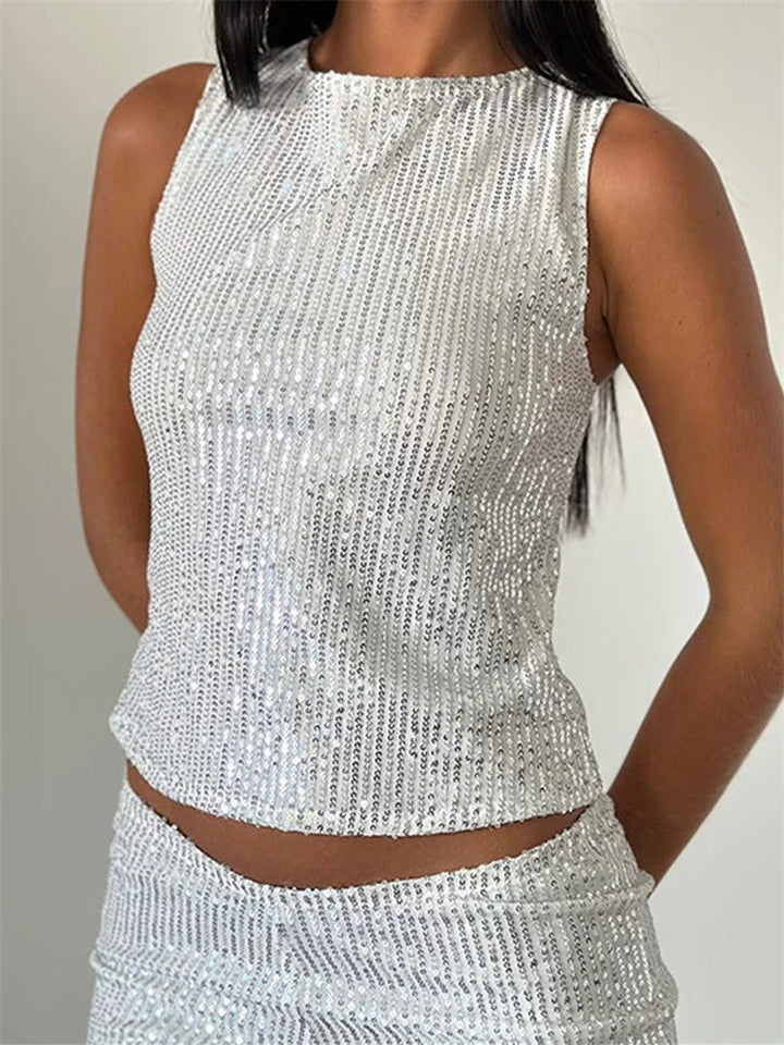 Zarela Sequin Party Sleeveless Summer Top