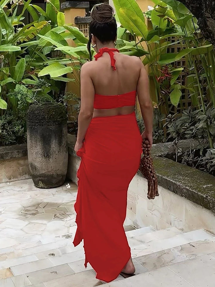 Rosalina Ruched Summer Co Ord Maxi Set