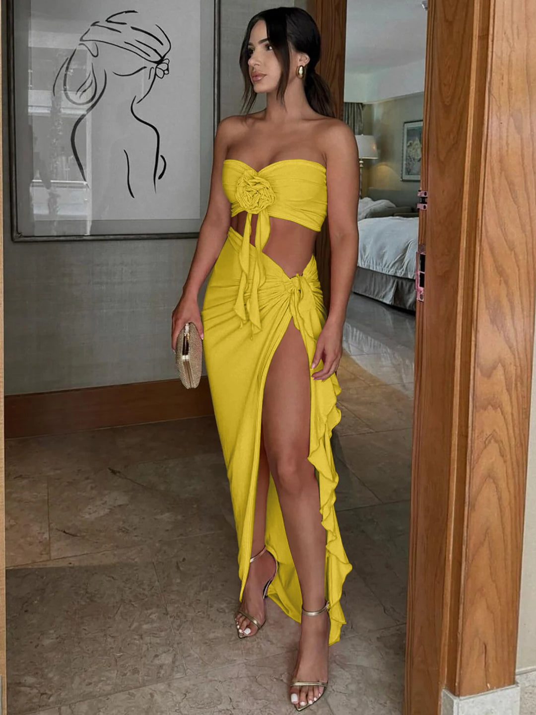 Rosalina Ruched Summer Co Ord Maxi Set