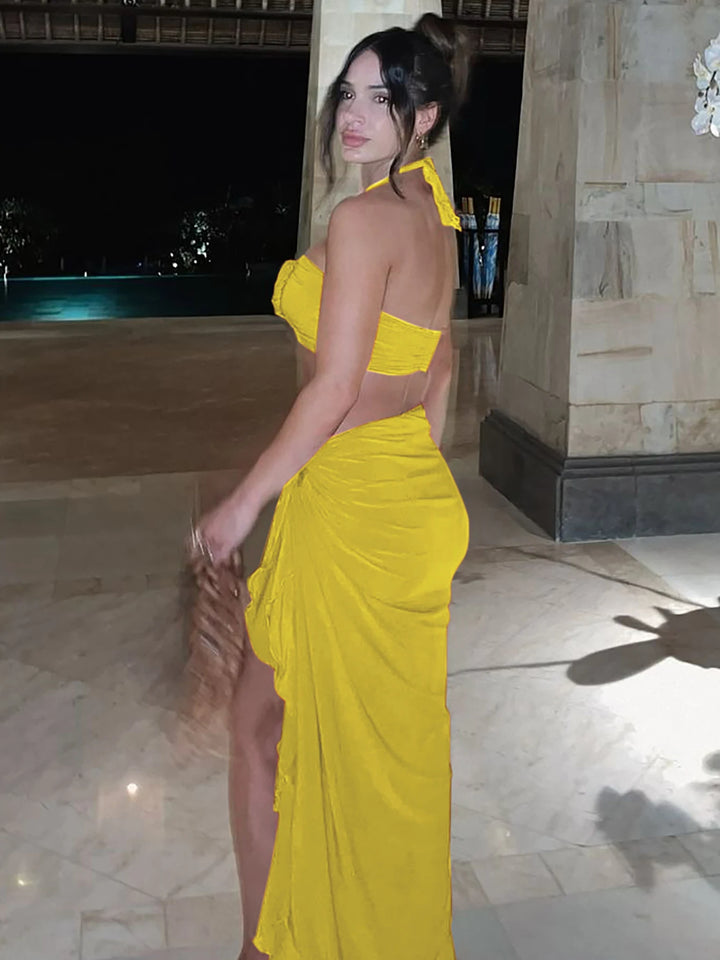 Rosalina Ruched Summer Co Ord Maxi Set