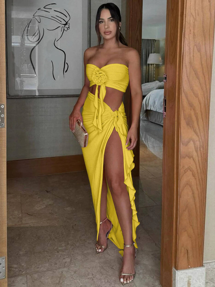 Rosalina Ruched Summer Co Ord Maxi Set