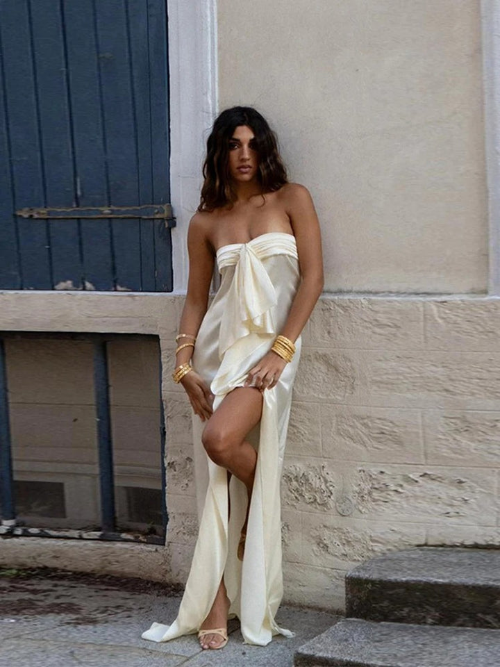 Galina Satin Drape Maxi Dress