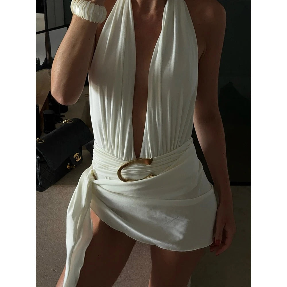 Monroe Halter Wrap Mini Dress