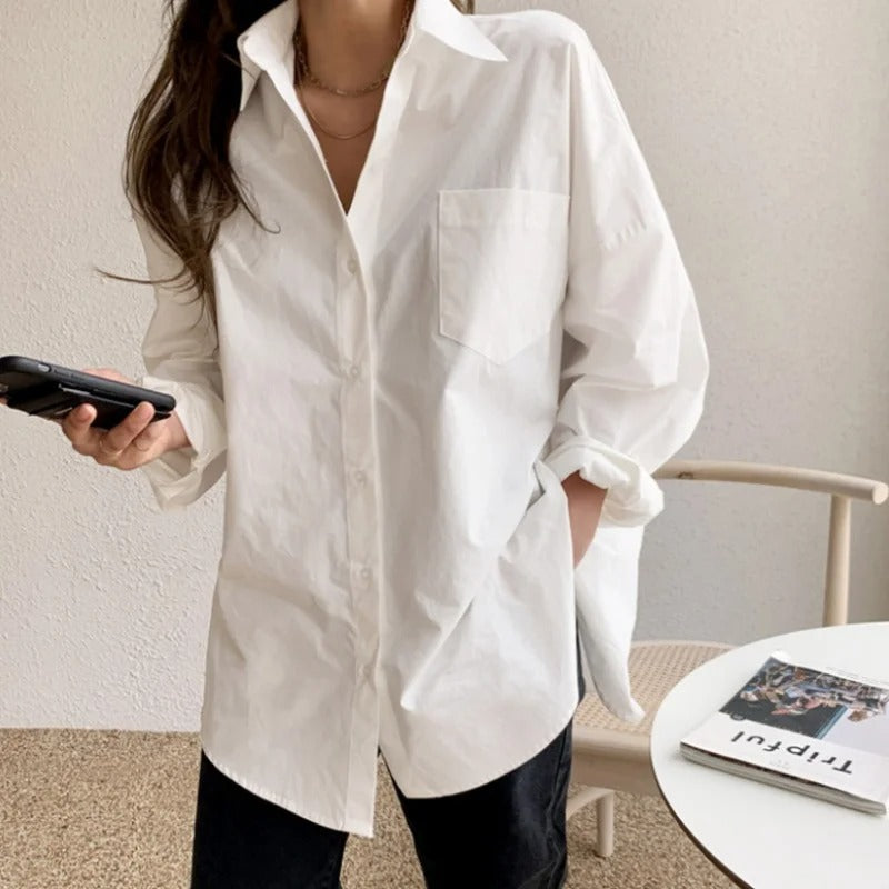 Lirienne Cotton Oversized Button Front Shirt