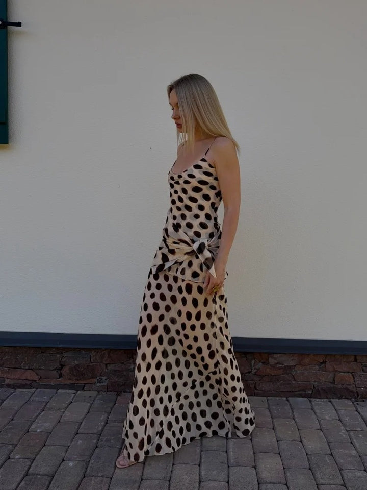 Savelle Spot Print Wedding Guest Maxi Dress