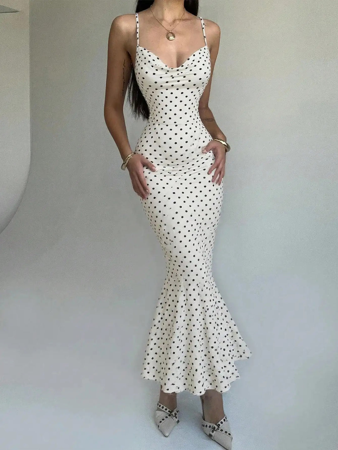 Roselienne Polka Dot Print Summer Maxi Dress