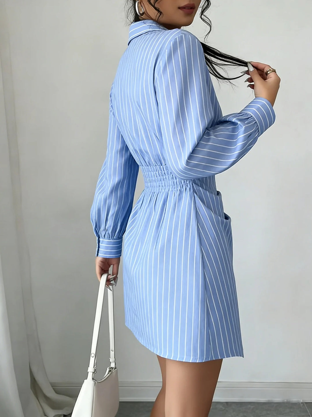 Zephyra Striped Wrap Mini Dress