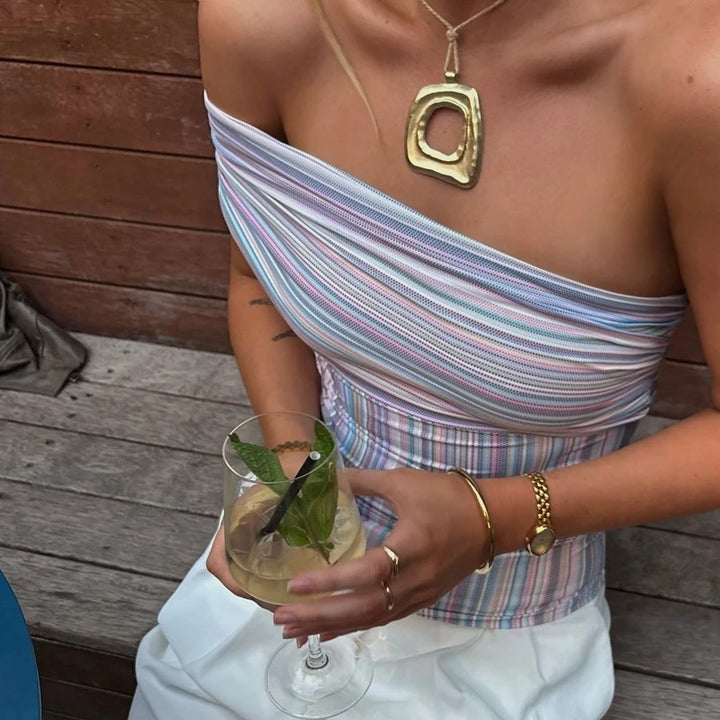 Orielle Striped Bandeau Tube Summer Top