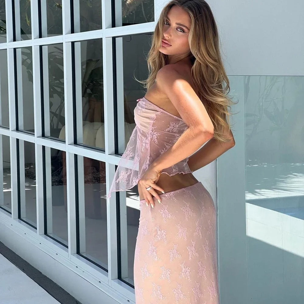 Evangeline Lace Maxi Skirt Set