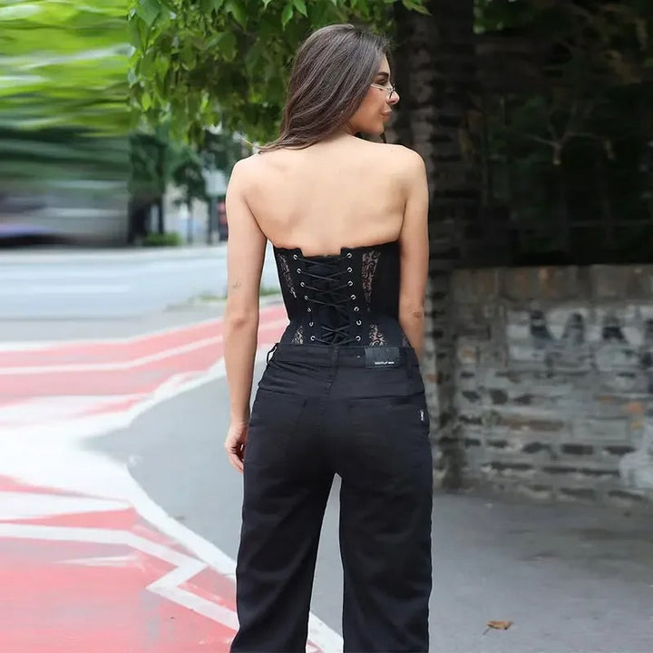 Dahlina Lace Corset Strapless Bustier Top