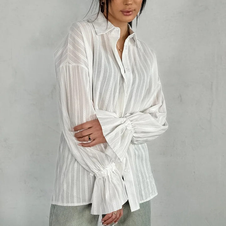 Isalina Stripe Balloon Sleeve Shirt