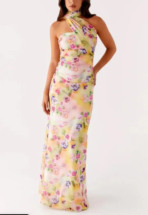 Amoria Floral Wedding Guest Maxi Dress