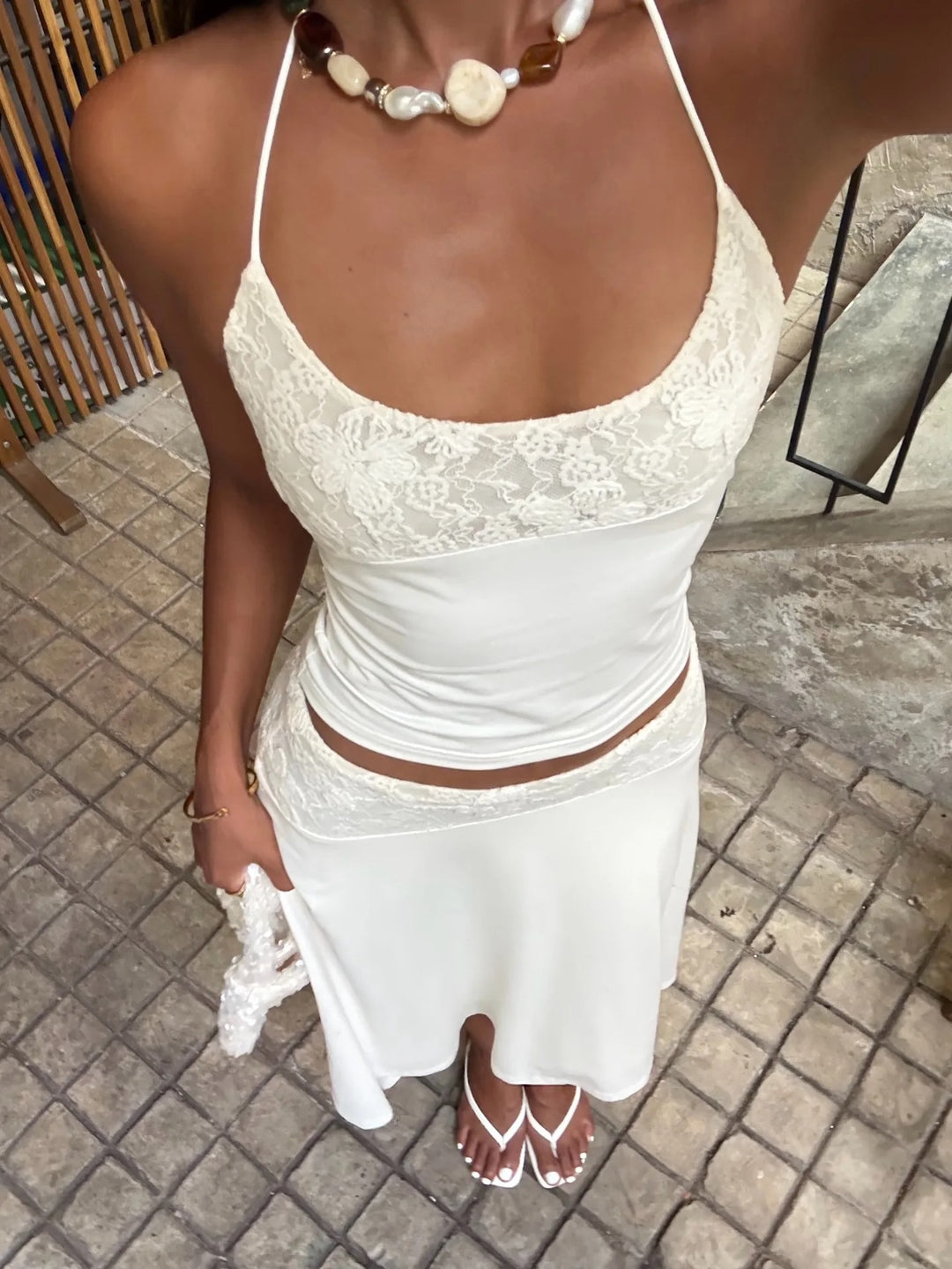 Anelisea Lace Trim Summer Skirt Set