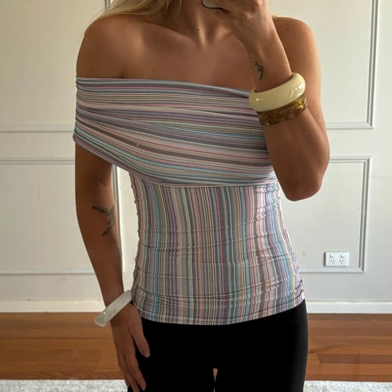 Orielle Striped Bandeau Tube Summer Top