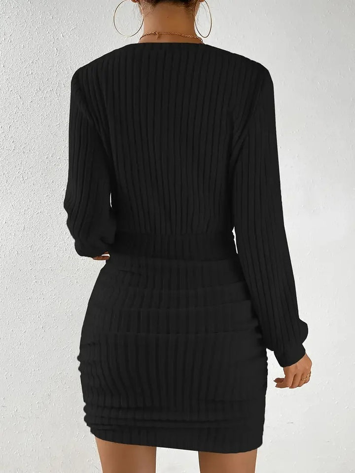 Palmer Off Shoulder Ruched Sweater Mini Dress