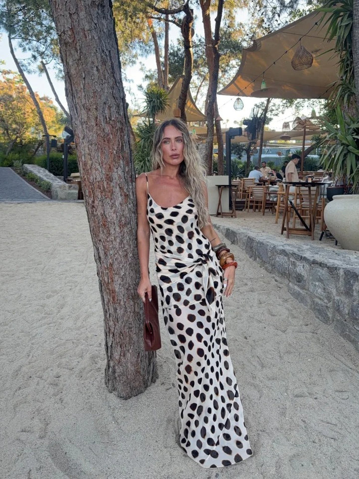 Savelle Spot Print Wedding Guest Maxi Dress
