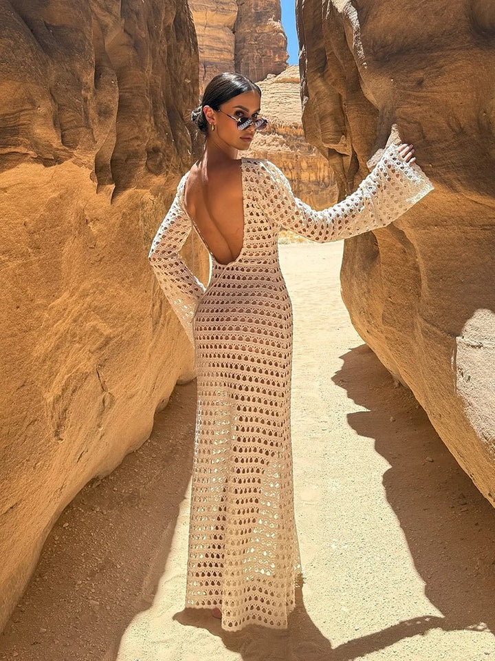 Claribel Crochet Beach Cover Up Maxi Dress