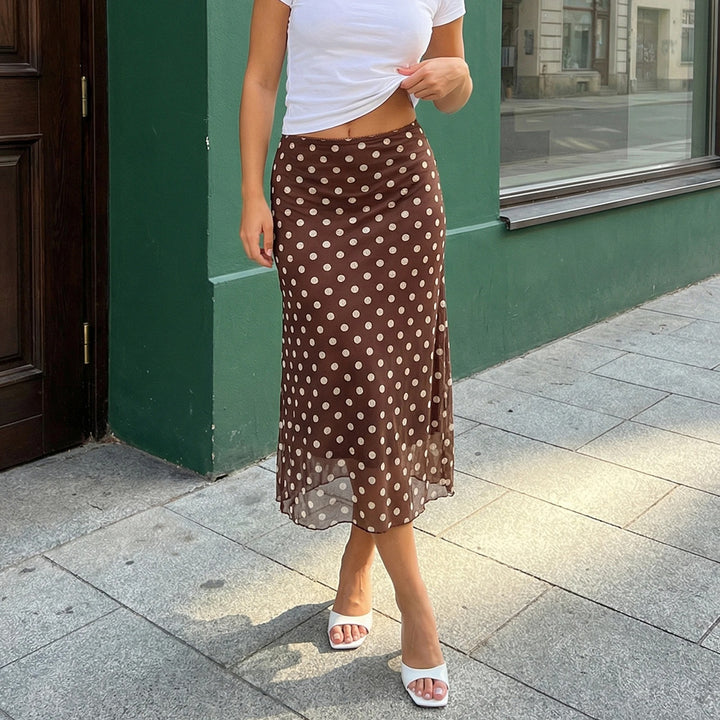Moravelle Polka Dot Summer Midi Skirt