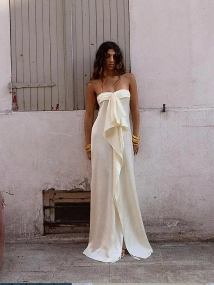 Galina Satin Drape Maxi Dress