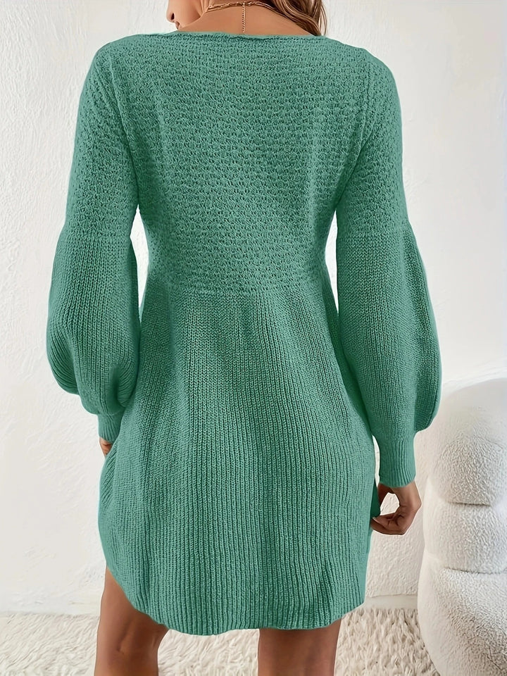 Tatum Balloon Sleeve Fit and Flare Sweater Mini Dress