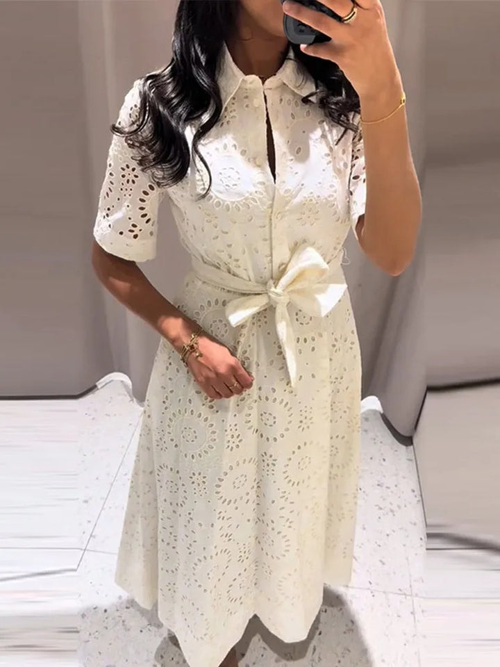Anavelle Belted Eyelet Wedding Guest Maxi Dress