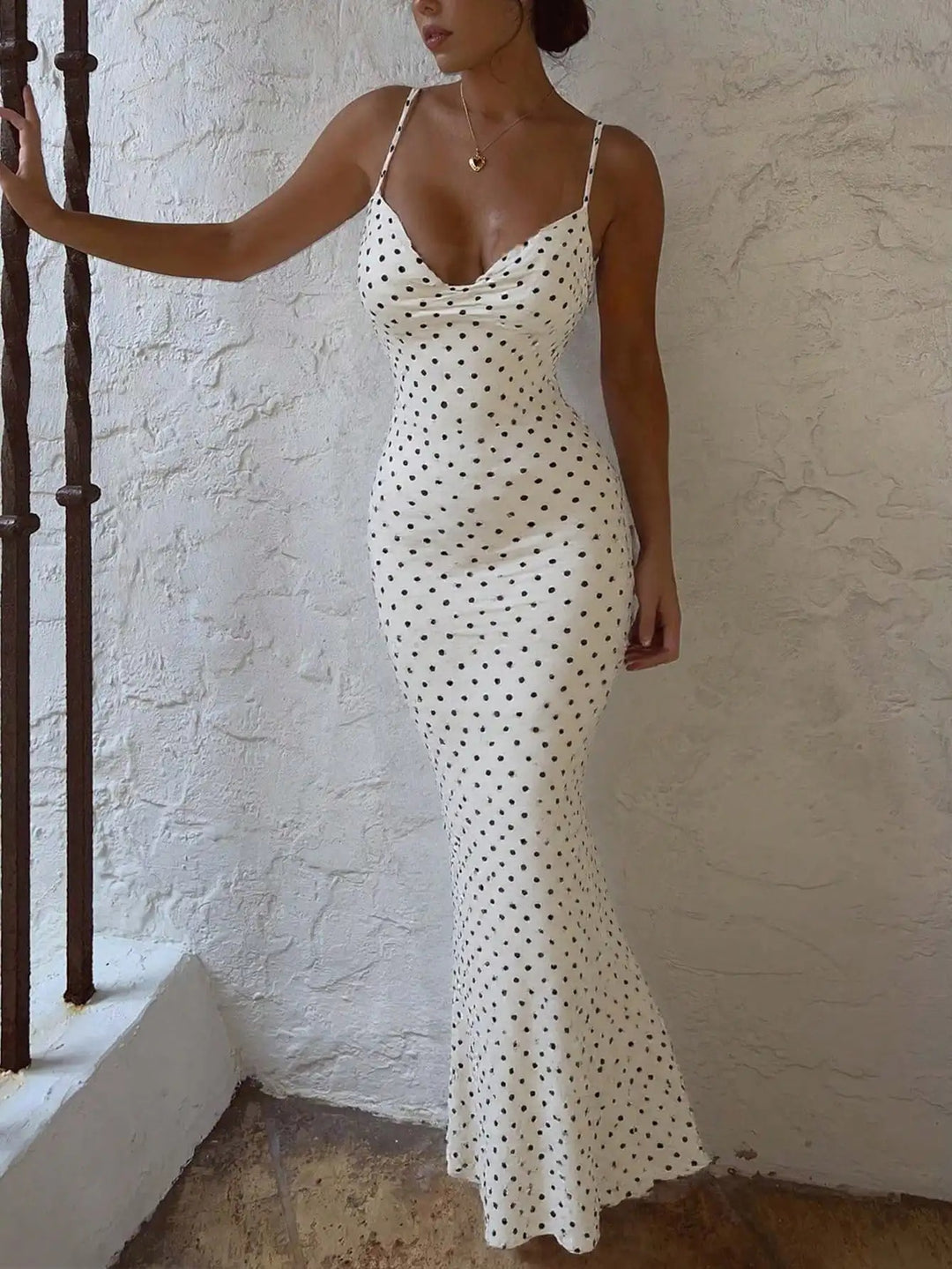 Roselienne Polka Dot Print Summer Maxi Dress