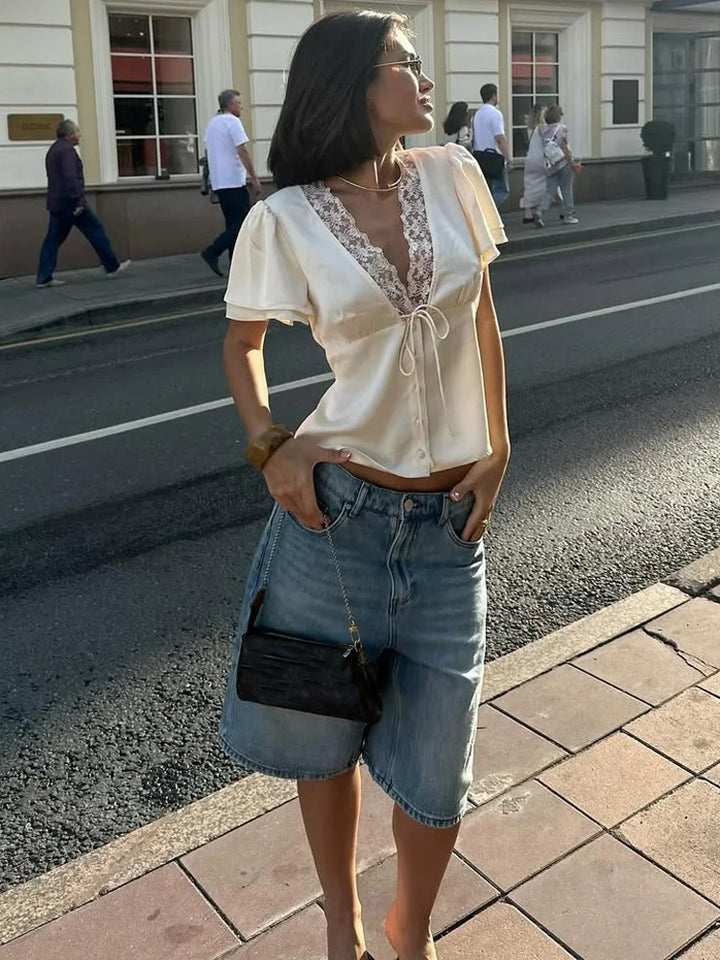 Avielle Lace Trim Crop Top