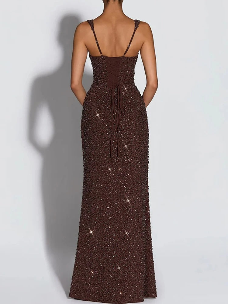 Caprice Sequin Bodycon Evening Maxi Dress